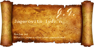 Jagerovits Iván névjegykártya